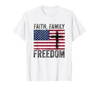 Fede Famiglia libertà Bandiera Americana patriota USA Christian Maglietta