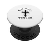 Fede famiglia libertà bandiera americana patriota USA Christian PopSockets PopGrip Adesivo