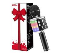 Fede Microfono Karaoke Bluetooth Wireless per Bambini, Karaoke Portatile con Luci LED Multicolore per Cantare, Funzione Eco, Compatibile con Android/iOS, PC o smartphone