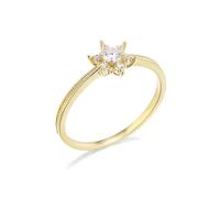 Fede nuziale a V, anelli d'oro alla moda con fiocco di neve con moissanite, oro giallo 18,1 K, misura X 1/2