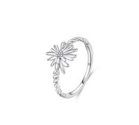 Fede nuziale, anelli d'argento per le donne matrimonio girasole oro bianco & Pt950 Set di gioielli da donna, S 1/2, PT950, Non pietra preziosa