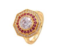Fede Nuziale, Anelli Oro Rosa Donna 14K Ottagono con 1.5 Rotonda Diamante Creato Taglia 26