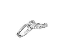 Fede nuziale, anello da uomo in argento a forma di cuore con le ali con rotondo e zirconia cubica argento 925 regolabile