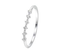 Fede Nuziale, Anello Donna Vintage con Diamante Rotondo da 0,045 Ct Oro Bianco 18K Taglia 22