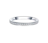 Fede Nuziale, Anello Eternity Rotondo con Moissanite Bianca Oro Bianco 9K Taglia 18,5