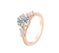 Fede nuziale, anello nuziale con angelo con 6 artigli rotondo moissanite oro rosa gioielli boho per le donne, L 1/2, Oro rosa 14 carati, Moissanite
