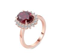 Fede Nuziale Anello Rosso Oro Rosa 9K Ruby Creato in Laboratorio Fiore con Forma Ovale, Rubino Creato in Laboratorio, 3 CT Misurare 22 Popolare per Signore Compleanno Gioielli