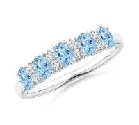 Fede nuziale ANGARA 0,86 ct cinque pietre acquamarina e diamanti in oro...
