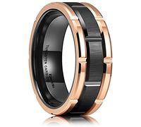 Fede nuziale classica da uomo in carburo di tungsteno, con finitura spazzolata a mattoni, resistente ai graffi, personalizzabile con servizio di incisione gratuita (nero-oro rosa, oro, nero) misura 8