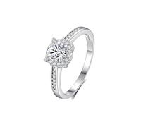 Fede nuziale da donna, anello dell'amicizia, classico 0,5 ct, rotondo in moissanite in oro bianco/platino 950, P 1/2, Platino 950, Moissanite