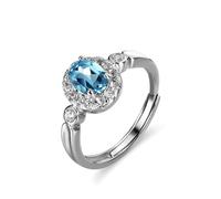 Fede nuziale da donna con topazio ovale da 1 ct, regalo di compleanno per donne, U 1/2, Platino, Topazio