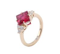 Fede nuziale da donna in oro da 9 carati, creata in rubino elegante, dimensioni lesbiche, per la mamma e la festa della mamma, 46.5, Oro 18 carati, Creato Ruby