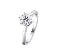 Fede Nuziale, Fedine Fidanzamento Solitario a 6 Griffe Oro Bianco 14K con 0.5Ct Rotonda Diamante Creato Taglia 12