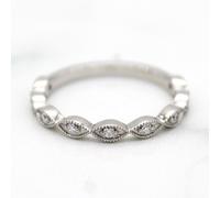 Fede Nuziale Impilabile Marquise Half Eternity Lab Diamante Coltivato Oro Bia...