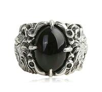 Fede nuziale in argento Sterling, anelli da uomo alla moda in argento punk leone anello con agata ovale anello da uomo alla moda, S 1/2, Argento sterling, Nessuna pietra preziosa