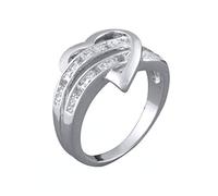 Fede nuziale in argento sterling con zirconia cubica, cuore dell'amore per le donne, 925 US 7-9, pratica e popolareDeft è stato trattato
