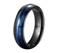Fede nuziale in tungsteno Comfort Fit 6MM/8MM con macchia blu per Uomo