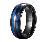 Fede nuziale in tungsteno Comfort Fit 6MM/8MM con macchia blu per Uomo
