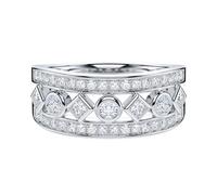 Fede nuziale in vero moissanite con diamante sintetico in argento Sterling, larghezza 8 mm, alla moda, per cocktail o anniversario, Metallo Argento sterling Metallo Argento Sterling Moissanite