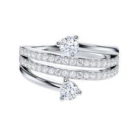 Fede nuziale in vero moissanite o finto diamante, in argento Sterling, larghezza 13 mm, con due pietre legate insieme in amore, Metallo Argento sterling Metallo Argento Sterling Moissanite, Moissanite