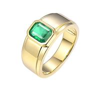 Fede nuziale per lui in oro giallo 18K, anello di promessa per lui creato smeraldo anelli in argento 925 per gli uomini, Metallo prezioso smalto, Smeraldo creato in laboratorio