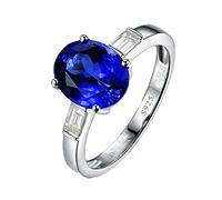 Fede nuziali donne in argento sterling, forma ovale zirconia cubica zirconi Impegno per la promessa della dimensione dell'anello H 1/2-V 1/2