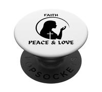 fede pace amore silhouette per la chiesa di Pasqua PopSockets PopGrip Adesivo