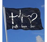 Fede Speranza Amore Bandiera 3x5 Ft Stampa su un lato Striscione bandiera della famiglia di benvenuto