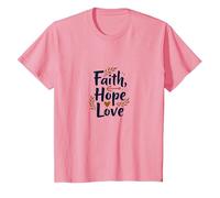 Fede, Speranza, Amore, Citazione di Ispirazione Cristiana, Ancora, Cuore Maglietta, Bambini, Rosa, 2 Anni