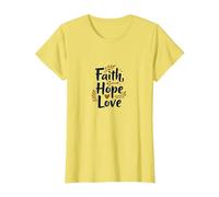Fede, Speranza, Amore, Citazione di Ispirazione Cristiana, Ancora, Cuore Maglietta, Donna, Limone, 3XL