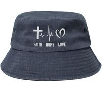Fede Speranza Amore Cristianesimo Donne Uomo Cotone Bucket Hat Casual Cappello da Sole Confortevole Cappello da Pescatore per Pesca Spiaggia All'Aperto
