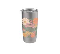 Fede Speranza Amore Cristiano Religioso Boho Fiori Ragazze Bicchiere termico in acciaio inox doppia parete
