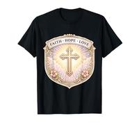 Fede Speranza Amore Donna Cristiana Floreale Gesù Cristo Dio Ragazza Maglietta
