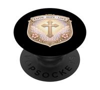 Fede Speranza Amore Donna Cristiana Floreale Gesù Cristo Dio Ragazza PopSockets PopGrip Adesivo