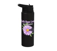 Fede Speranza Amore Epilessia Consapevolezza Fiore Viola Epilettico Stainless Steel Insulated Water Bottle