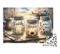 Fede Speranza Amore Puzzles 1000 Pezzi Carta riciclata per adulti Puzzle per adulti Impossibile difficile stimolante Ottima idea regalo per relax e creatività 52x38cm/1000pcs