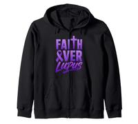 Fede sul Lupus Consapevolezza Nastro Viola Croce Cristianesimo Felpa con Cappuccio
