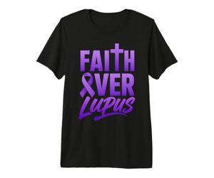 Fede sul Lupus Consapevolezza Nastro Viola Croce Cristianesimo Maglietta Premium