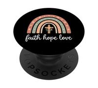 Fede sulla paura Cristiana Arcobaleno Croce Pastello Art PopSockets PopGrip Adesivo