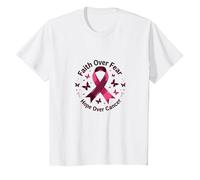 Fede sulla Paura Hope Over Cancer Awareness Ribbon Maglietta, Bambini, Bianco, 2 Anni