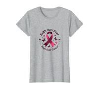 Fede sulla Paura Hope Over Cancer Awareness Ribbon Maglietta, Donna, Grigio Melange, XL