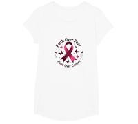 Fede sulla Paura Hope Over Cancer Awareness Ribbon Maglietta, Ragazze, Bianco, L