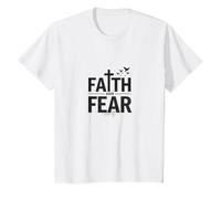 Fede sulla Paura: Messaggio Cristiano ispiratore Maglietta, Bambini, Bianco, 12 Anni