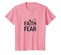 Fede sulla Paura: Messaggio Cristiano ispiratore Maglietta, Bambini, Rosa, 4 Anni