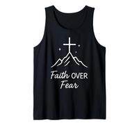 Fede sulla Paura Minimal Cross And Mountain Inspirational Canotta