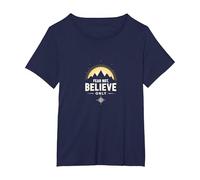Fede sulla Paura Uomini | Non temere, Credi Solo Inspirational Maglietta, Donna Plus-Size, Navy, 1X