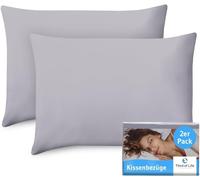 Federa 40x60 grigio, set di 2 federe in cotone Mako di prima qualità, federa per cuscini 40x60, federe per cuscini lavabili in lavatrice, certificato OEKO-TEX