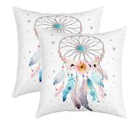 Federa acchiappasogni boho federa acchiappasogni 50x50cm Federe decorative in stile bohémien per camera da letto soggiorno fiori piume cuscini acchiappasogni hippie set di 2 federe decorative per
