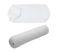 Federa bianca ultra morbida rotonda per cuscino in memory foam, schiuma triturata/cotone, federa rinfrescante per cuscino cervicale (15 x 60 cm)
