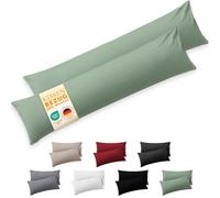 Federa Blumtal per chi dorme di lato - 40 x 145 cm, 2 pezzi - Federe certificate OEKO-TEX per chi dorme di lato con bordo ripiegato, extra morbide e lavabili in lavatrice - Cuscino - Federa - Verde